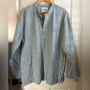 Corridor NYC Blue White Striped 100% Cotton Pullover Shirt XXL SS20